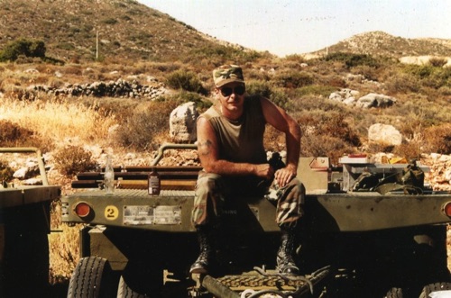 Army Sgt. Philip Valastro stationed at Ramstein Germany AFB on mission on Island of Crete with the Services Practice Air Defense. 1982. chs-008044